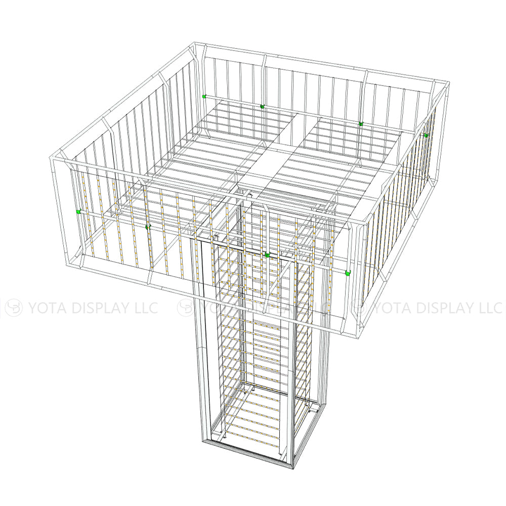 4'(L) x 4'(W) x 14'(H) with Square Sign